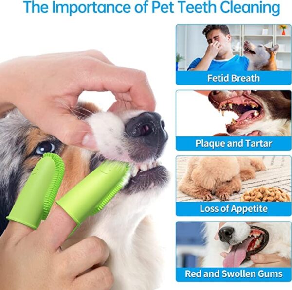 BWOGUE 3-Sided & Double Finger Dog Toothbrush Cat Finger Toothbrush Pet Teeth Cleaning Set Soft Bristles for Easy Dental Care Toothbrush Suitable for Large to Small Dogs Cats and Small Pets - Image 4