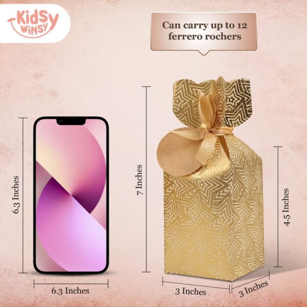 KidsyWinsy Gift Packing Box - Box For Gift - Paper Favour Boxes For Baby Shower Return Gift - Multipurpose Paper Box For Wedding Party - Personalized Gifts With Golden Strips-Gold-Pack Of 12 - Image 3