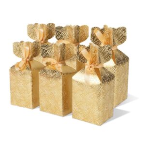 KidsyWinsy Gift Packing Box - Box For Gift - Paper Favour Boxes For Baby Shower Return Gift - Multipurpose Paper Box For Wedding Party - Personalized Gifts With Golden Strips-Gold-Pack Of 12