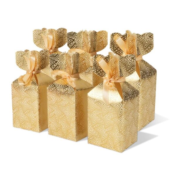 KidsyWinsy Gift Packing Box - Box For Gift - Paper Favour Boxes For Baby Shower Return Gift - Multipurpose Paper Box For Wedding Party - Personalized Gifts With Golden Strips-Gold-Pack Of 12