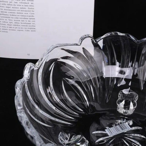 Glass Fruit Plate 9 Inch, Set 1 of Crystal Beautiful Clear Designer 3 Leg Glass Bowl for Vegetable Serving Dry Fruits, Snacks, Candy, Ice Cream Sweets and Decoration, Ice Cream Dessert Bowl Cup - Image 7