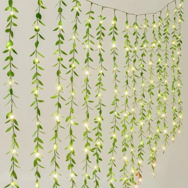 One94Store Artificial Leaf Curtain Lights – 200 LED Warm White Fairy String Lights, 3x1m, Remote Control with 8 Lighting Modes for Home, Wedding, Party, Diwali, Christmas & Festival Decoration - Image 5
