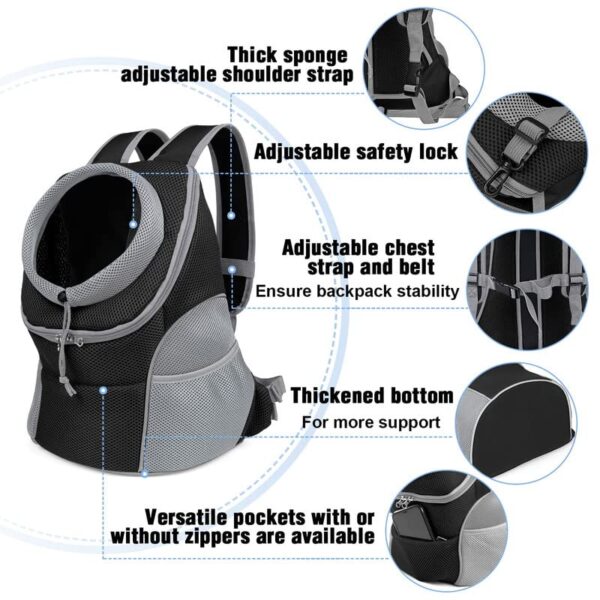 NARAYANMUNI Pet Dog Carrier Backpack Puppy Dog Travel Carrier Backpack Carrier for Small Dogs Cats Rabbits (L-13.8 in,W-13.3in) | Pack of 1|Small | Black - Image 3