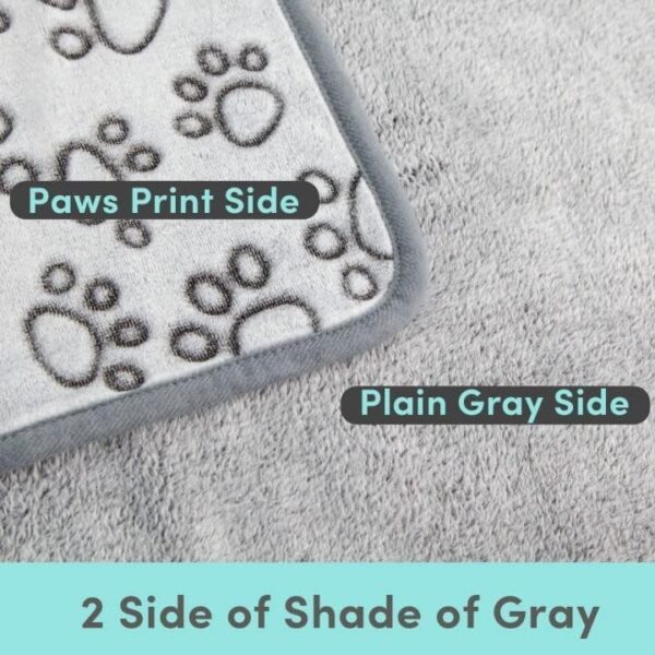 KolorFish Premium Soft Dog Blanket with Cute Paw Print, Cat Blanket Puppy Pads Supplies Dog Products Stuff Essentials (L - 76 x 104 cm) Grey - Image 2