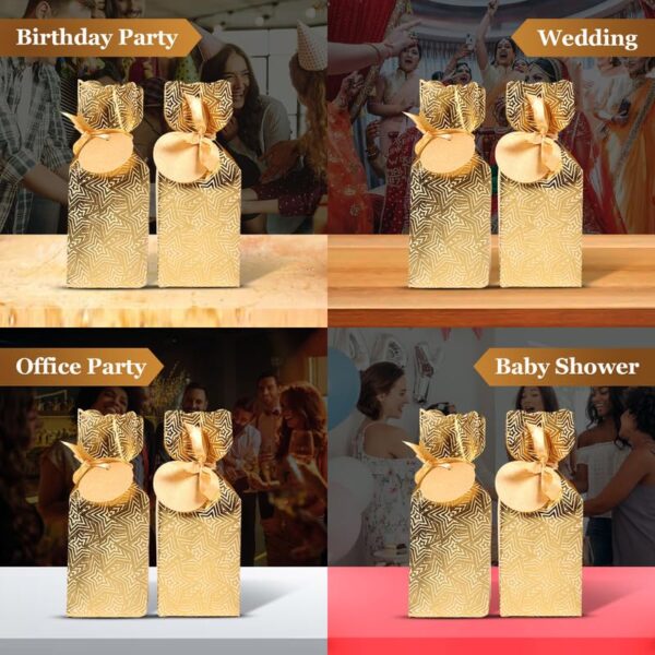 KidsyWinsy Gift Packing Box - Box For Gift - Paper Favour Boxes For Baby Shower Return Gift - Multipurpose Paper Box For Wedding Party - Personalized Gifts With Golden Strips-Gold-Pack Of 12 - Image 7