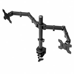 WE CLEVER Heavy duty Dual monitor stand Mount, Height Adjustable desk C clamps & Mounting holes, Full motion Tilt & Swivel Monitor Arms, For 13" - 30 inches computer screens 20kg Each arm (Black)
