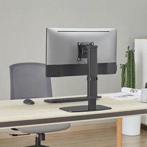 White Mulberry 10-Step Height Adjustable Single Screen Monitor Stand – for 17-32 Inch Monitor, 8 kg Load, VESA 75×75/100×100, DIY Installation (Black)
