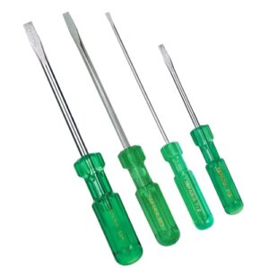 TAPARIA, 4 PC SCREWDRIVERS SET, (712, 713, 923, 924), 4 x FLAT SCREWDRIVERS. Used for Industrial application, DIY, Electrical, Carpentary, Plumbing, Professional and Home use.
