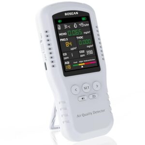 Air Quality Monitor, 8 in 1 Indoor Air Quality Meters, Formaldehyde Detector, Pollution Meter Sensor Detecting HCHO, PM2.5, TVOC, CO, CO2, AQI, Temperature and Humidity Tester