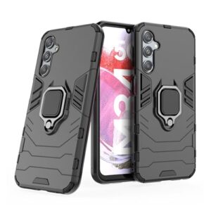 CEDO Rugged Samsung Galaxy M34 / F34 (5G) Defender Case | Rotating Ring Holder & Kickstand in-Built | Military Grade Armor | Bumper Back Cover (Black)