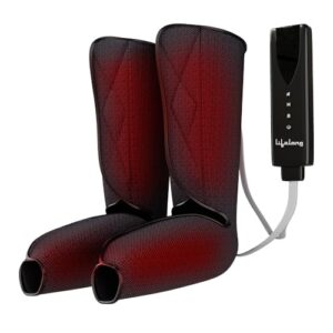 Lifelong Llm522 Multifunctional Rechargeable Air Pressure Massager-For Calves|Air Compression Massager|With Heat & Vibration|Foot, Calf, Leg & Arm Massager For Pain Relief (1 Year Warranty, Black)