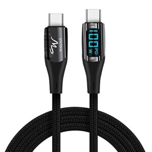 Wayona USB C to USB C 100W LED Power Display Type C to C Fast Charging Cable for Iphone 17,16 Pro, Pro Max, iPhone 15 Pro,Macbook, Laptops, Samsung Galaxy Ultra S25 /S24,Google Pixel (1.5M, Black)