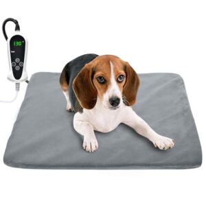 RIOGOO Pet Heating Pad, Upgraded Electric Dog Cat Heating Pad Indoor Waterproof, Auto Power Off 18" x 18" Grey