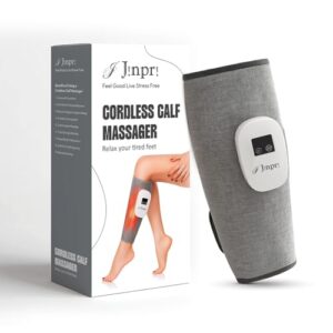 JINPRI Air Compression Leg Massager with Heat – Cordless Calf Massager for Circulation & Pain Relief, Foot & Calf Therapy Machine, Relaxing Men & Women, Relaxing Shiatsu & Kneading Calf Massage