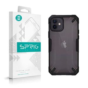 SPRIG Armor Back Cover Back Case for i Phone 12, Shock Proof, Dust Resistant, Raised Edge Bumper case Protection for The Mobile Display (Clear Black)