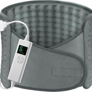 OneAmg Electric Heating Waist Pad, Heating Pads for Back Pain Relief with 6 Heating Settings and 4 Auto-Off, Heating Pad for Cramps, Waist, Lumbar, Abdomen (Grey)