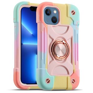 MARKILL Compatible with iPhone 14 Case/iPhone 13 Case 6.1 Inch with Built-in 360°Rotating Ring Stand, Military Grade Drop Protection Full Body Rugged Heavy Duty Case Durable Cover
