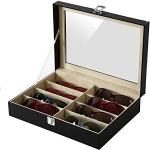8 Slot Eyeglass Sunglass Storage Box, PU Leather Glasses Display Case Storage Organizer Collector Box