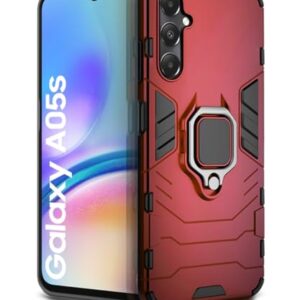 WOW IMAGINE Shock Proof Back Case Mobile Cover for Samsung Galaxy A05S 5G | Galaxy M14 4G | Back Cover Case (Tough Armor | Hybrid PC + TPU | Ring Holder & in-Built Kickstand | Red)