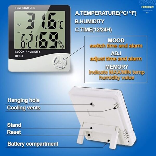 AIR HAWKS Intelligent Air Quality Detector – Multifunctional, Ultra-Precise Formaldehyde, CO₂, TVOC, Temperature & Humidity Sensor, 2.8” Colourful LED Display, 2000mAh Battery, Fast USB-TypeC Charging - Image 3