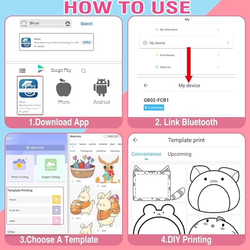 SHOPEE Mini Printer Portable, Pocket Thermal with 1 Rolls Paper Compatible iOS Android, Bluetooth Wireless Smart for Photo Picture Office Receipt QR Code Label List Note Inkless Printing - Image 7