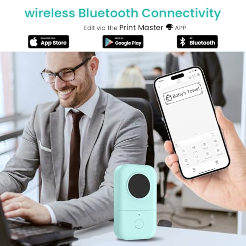 ZEITEL® Label Maker Machine with 1 Roll Tape, Portable Bluetooth Label Printer, Mini Labels Maker with Multiple Template, Compatible with iOS & Android for Kitchen Jars, Office, Home Organizing-Green - Image 3