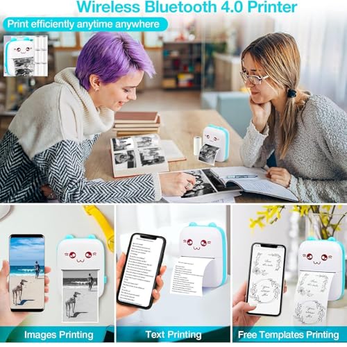 SHOPEE Mini Printer Portable, Pocket Thermal with 1 Rolls Paper Compatible iOS Android, Bluetooth Wireless Smart for Photo Picture Office Receipt QR Code Label List Note Inkless Printing - Image 4