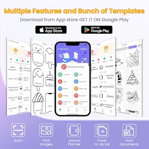 ZEITEL® Thermal Label Printer Sticker Printer Black on White Bluetooth Printers for Android & iOS System Label Printers with 13 Rolls Print Paper Portable for Notes, Scrapbooking, Food Labels - Image 4