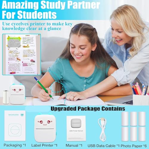 SHOPEE Mini Printer Portable, Pocket Thermal with 1 Rolls Paper Compatible iOS Android, Bluetooth Wireless Smart for Photo Picture Office Receipt QR Code Label List Note Inkless Printing - Image 3