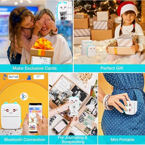 SHOPEE Mini Printer Portable, Pocket Thermal with 1 Rolls Paper Compatible iOS Android, Bluetooth Wireless Smart for Photo Picture Office Receipt QR Code Label List Note Inkless Printing - Image 5