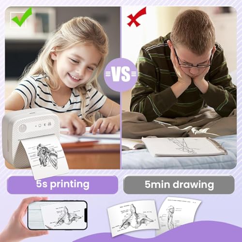 ZEITEL® Thermal Label Printer Sticker Printer Black on White Bluetooth Printers for Android & iOS System Label Printers with 13 Rolls Print Paper Portable for Notes, Scrapbooking, Food Labels - Image 6