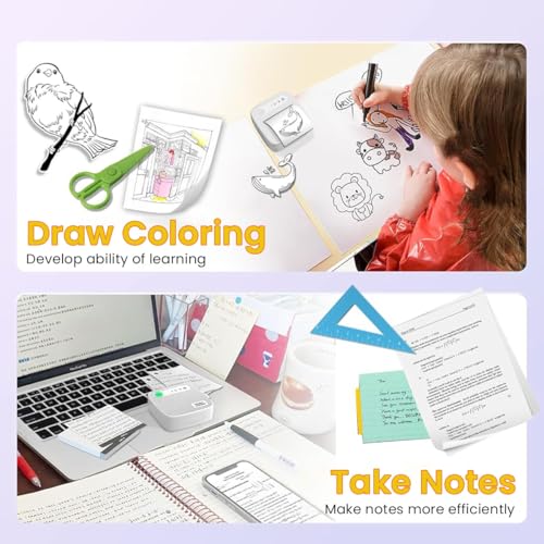 ZEITEL® Thermal Label Printer Sticker Printer Black on White Bluetooth Printers for Android & iOS System Label Printers with 13 Rolls Print Paper Portable for Notes, Scrapbooking, Food Labels - Image 7