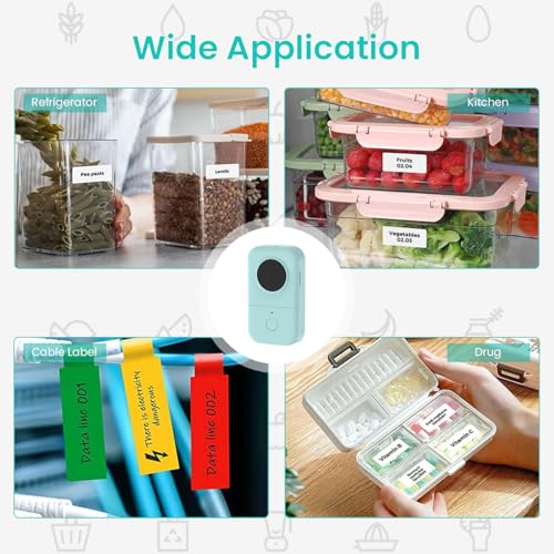 ZEITEL® Label Maker Machine with 1 Roll Tape, Portable Bluetooth Label Printer, Mini Labels Maker with Multiple Template, Compatible with iOS & Android for Kitchen Jars, Office, Home Organizing-Green - Image 6