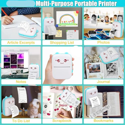 SHOPEE Mini Printer Portable, Pocket Thermal with 1 Rolls Paper Compatible iOS Android, Bluetooth Wireless Smart for Photo Picture Office Receipt QR Code Label List Note Inkless Printing - Image 2