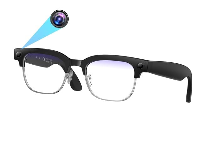 Aeoss Smart AI Glasses with 800W Camera & GPT-4o – Real-Time Translation & Object Recognition, Bluetooth 5.3 Open-Ear Speakers, IP66 Waterproof, 32GB Storage Wearable | (Anti-Blue Light Lenses)