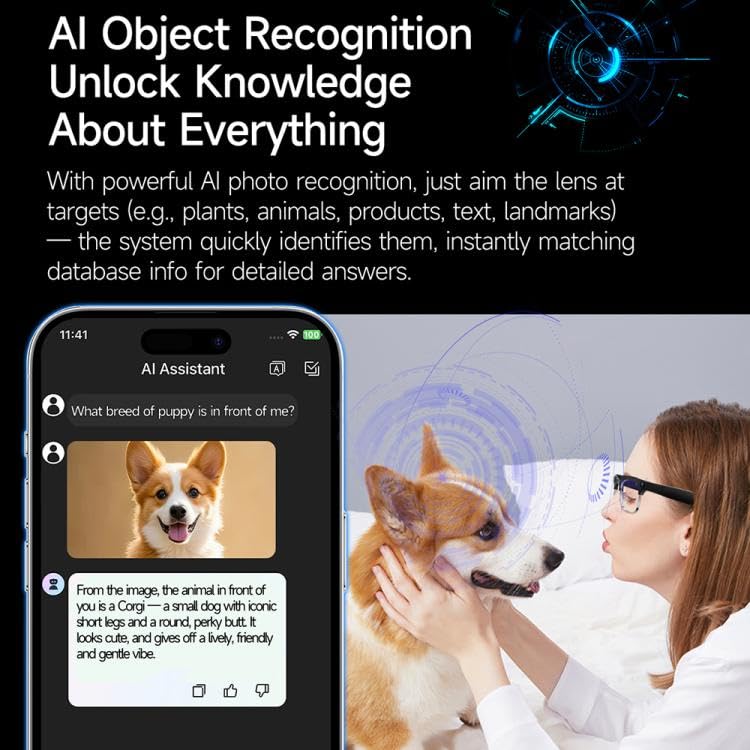 Aeoss Smart AI Glasses with 800W Camera & GPT-4o – Real-Time Translation & Object Recognition, Bluetooth 5.3 Open-Ear Speakers, IP66 Waterproof, 32GB Storage Wearable | (Anti-Blue Light Lenses) - Image 8