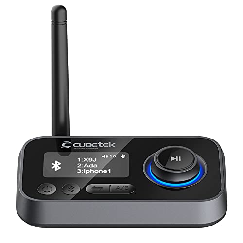 Cubetek 3 in 1 LCD Display V5.0 Bluetooth Transmitter Receiver, Bypass Audio Adapter with Aux, Optical, Dual Link Support for TV, Home Stereo, PC, Headphones, Speakers, Model CB-BT27 : Amazon.in: Electronics