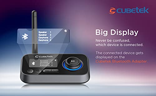 Cubetek 3 in 1 LCD Display V5.0 Bluetooth Transmitter Receiver, Bypass Audio Adapter with Aux, Optical, Dual Link Support for TV, Home Stereo, PC, Headphones, Speakers, Model CB-BT27 : Amazon.in: Electronics - Image 4