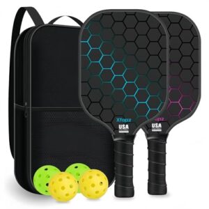 Xfopz Pickleball Paddles Set, Glass Fiber USAPA Approved Pickle Ball Paddle Indoor Outdoor Rackets Pickleballs Racquet Gifts (Honeycomb)