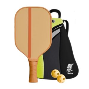 Lifelong Professional Pickleball Paddle| Fiberglass Surface,2 Pickle Ball Balls & Paddle Cover Bag |Cushion Comfort Handle Grip Durable Pickleball Paddle Set| for Kids & Adults,Brown & Beige
