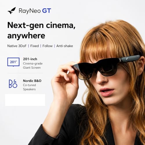 Aeoss RayNeo GT AR Glasses – 46° Ultra-Wide FOV, Micro-OLED 201" Giant Screen Display, Native 3DoF Anti-Shake Tracking, Universal Plug and Play, Cinematic Audio By Bang & Olufsen - Image 2