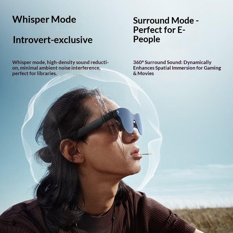Aeoss RayNeo Air 4 Pro AR Glasses - 1200 Nits Ultra Brightness, 201" Giant Screen Display, HDR10 Support, Plug-and-Play, AI Real-Time SDR to HDR, Cinematic Sound by Bang & Olufsen - Image 4